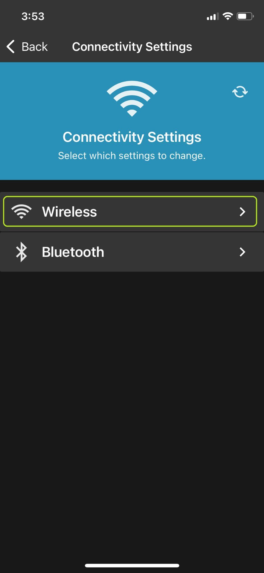 Connectivity Settings - Wireless and Bluetooth