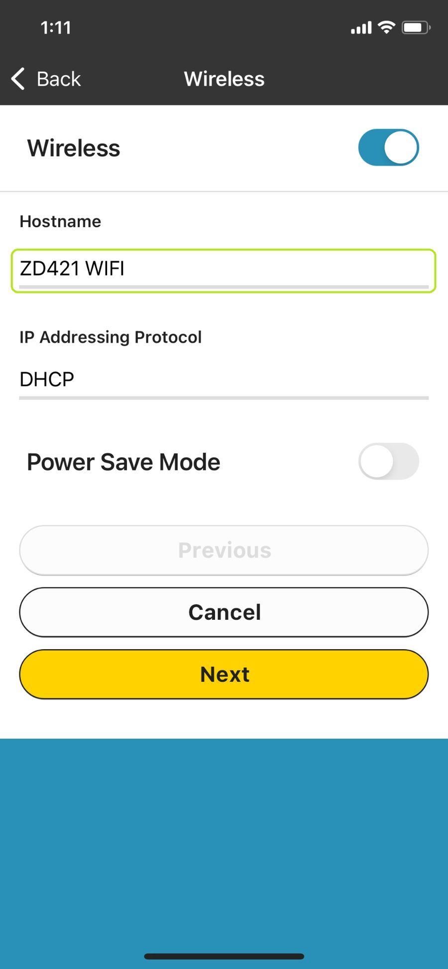 Hostname renamed to ZD421 WIFI