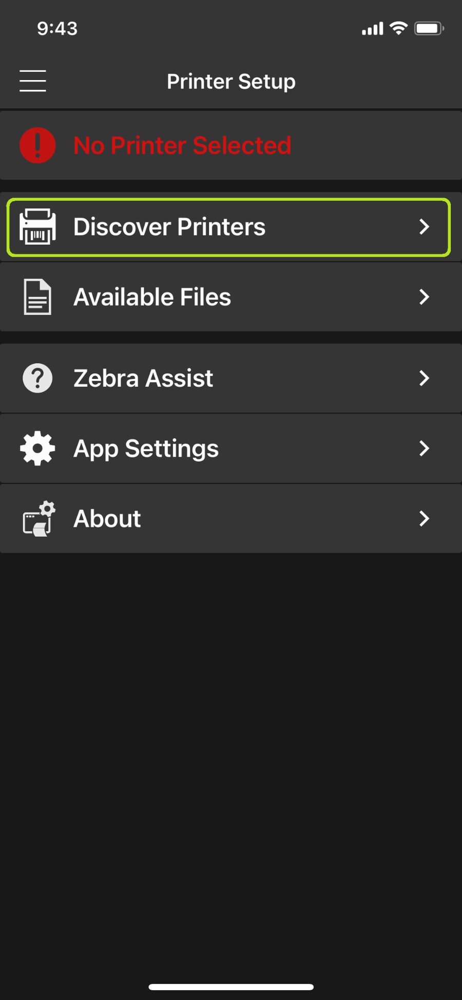 Discover Printers tab