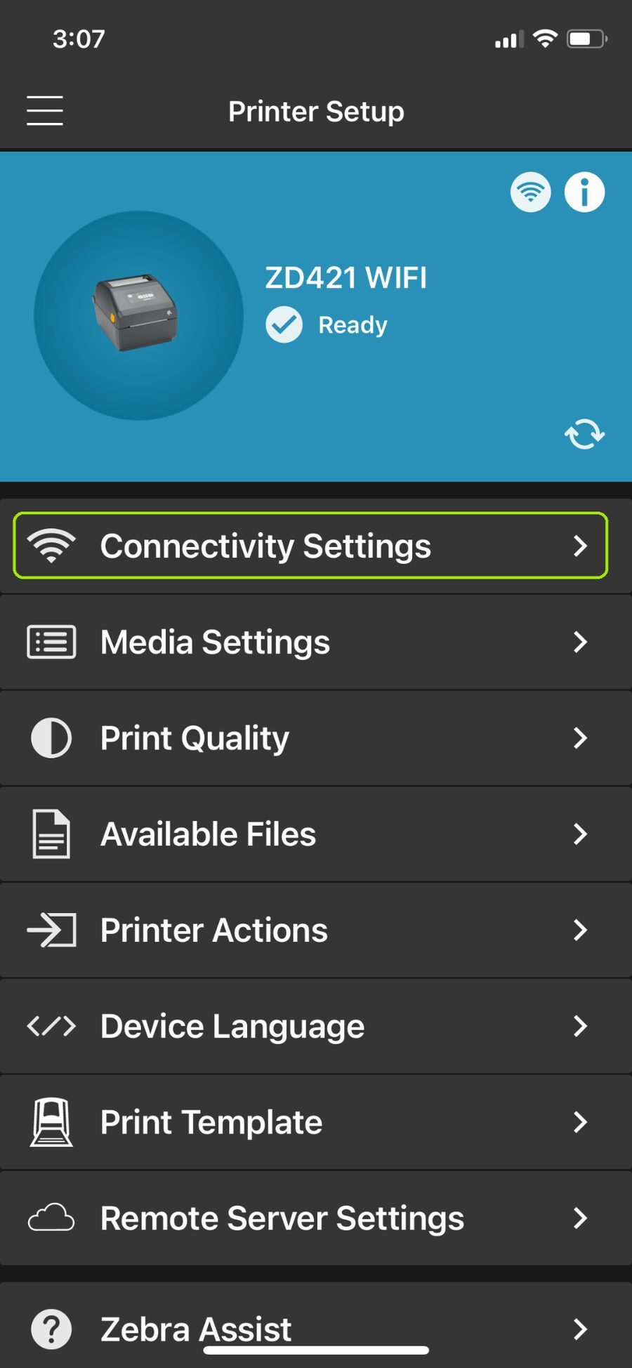 ZD421 WIFI hostname showing