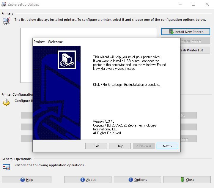 Installation wizard welcome screen