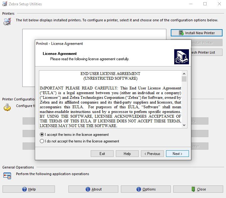 License Agreement screen